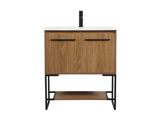 30 inch Single bathroom vanity in walnut brown