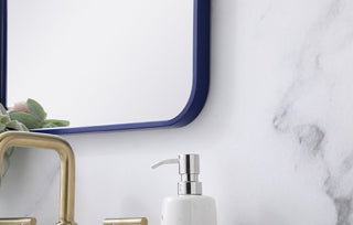 Soft corner metal rectangular mirror 18x36 inch in Blue