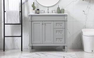 36 inch Single bathroom vanity in grey with backsplash