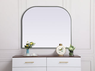 Metal Frame Arch Mirror 40x34 Inch in Silver