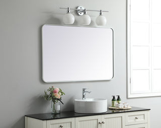 Soft corner metal rectangular mirror 28x42 inch in White