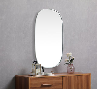 Metal Frame Oval Mirror 30x48 Inch in Silver