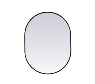 Metal Frame Oval Mirror 27x36 Inch in Black