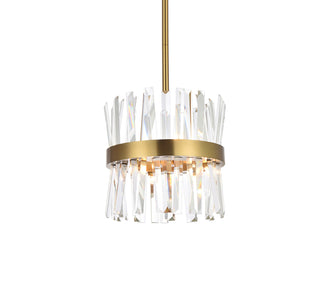 Serephina 12 inch crystal round pendant light in satin gold