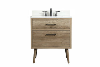 30 inch Single bathroom vanity in natural oak with backsplash