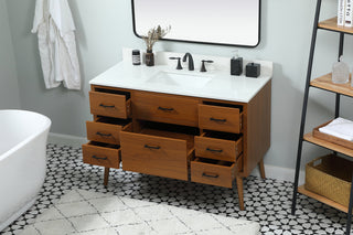 48 inch Single bathroom vanity in teak with backsplash