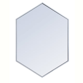 Metal frame hexagon mirror 24 inch in silver