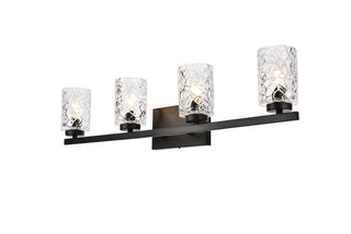 Cassie 4 lights bath sconce in black with clear shade