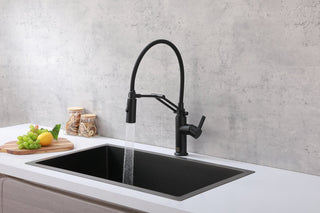 Leonardo Single Handle Pull Down Sprayer Kitchen Faucet in Matte Black