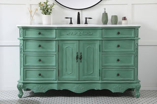 60 inch Single Bathroom vanity in vintage mint with ivory white engineered marble