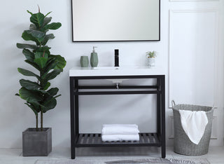 36 inch Single Bathroom Metal Vanity in Black