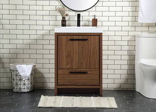 24 inch Single bathroom vanity in walnut brown