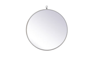 Metal frame round mirror with decorative hook 21 inch in silver