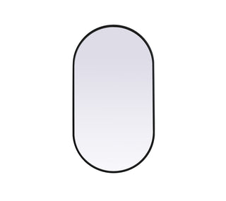 Metal Frame Oval Mirror 20x36 Inch in Black