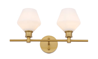 Gene 2 light Brass and Frosted white glass Wall sconce