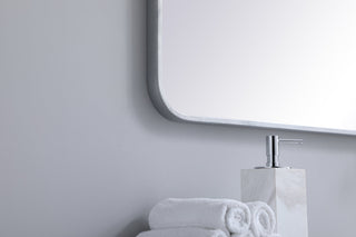 Soft corner metal rectangular mirror 30x36 inch in Silver