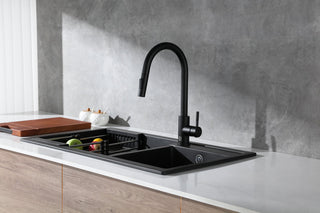 Luca Single Handle Pull Down Sprayer Kitchen Faucet with touch sensor in Matte Black