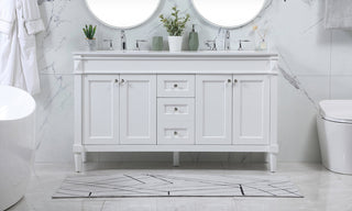 60 inch double bathroom vanity in white