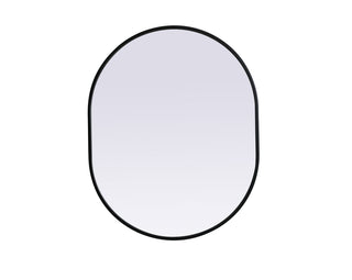 Metal Frame Oval Mirror 24x30 Inch in Black