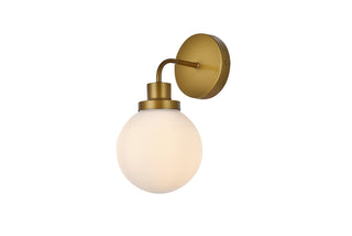 Hanson 1 light bath sconce in brass with frosted shade