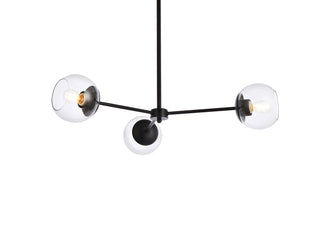 Briggs 32 inch pendant in black with clear shade