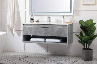 48 inch  Single Bathroom Floating Vanity in Concrete Grey