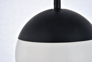 Eclipse 1 Light Black plug in pendant With Frosted White Glass