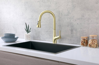 Andrea Single Handle Pull Down Sprayer Kitchen Faucet in Brushed Gold