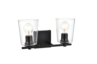 Kacey 2 light Black and Clear Bath Sconce