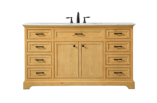 60 inch Single bathroom vanity in natural wood