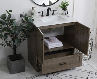 30 inch Single Bathroom Vanity in Weathered oak