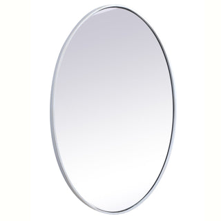 Metal frame oval mirror 34 inch in silver