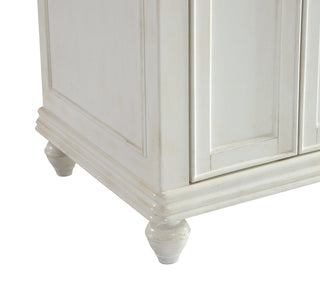 24 inch Single Bathroom vanity in Antique White with ivory white engineered marble