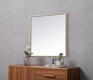 Metal Frame Square Mirror 24 inch in Brass