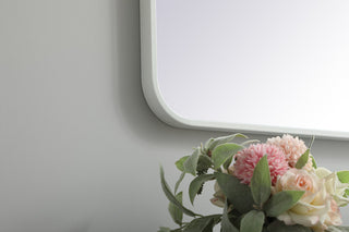 Soft corner metal rectangular mirror 24x40 inch in White