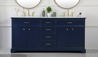 72 inch double bathroom vanity in blue