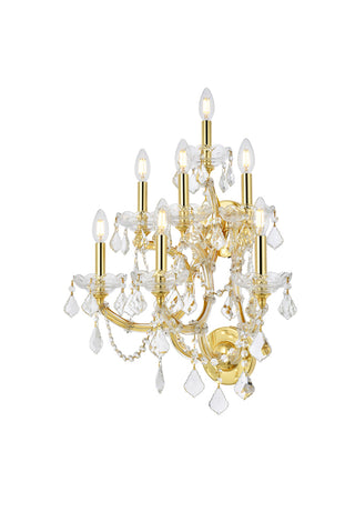 Maria Theresa 7 light Gold Wall Sconce Clear Royal Cut Crystal