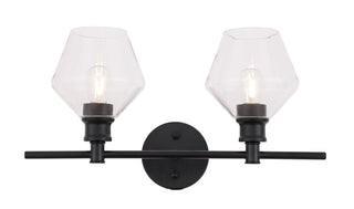 Gene 2 light Black and Clear glass Wall sconce