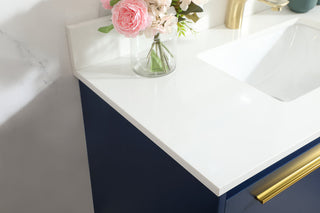 36 inch Single bathroom vanity in blue with backsplash