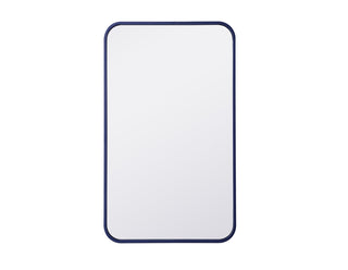 Soft corner metal rectangular mirror 18x30 inch in Blue