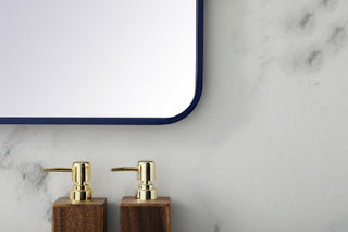 Soft corner metal rectangular mirror 24x40 inch in Blue