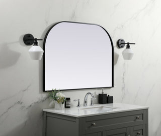 Metal Frame Arch Mirror 42x30 Inch in Black