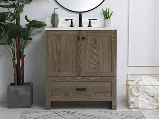 30 inch Single Bathroom Vanity in Weathered oak with Backsplash