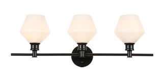 Gene 3 light Black and Frosted white glass Wall sconce