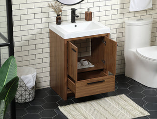 24 inch Single bathroom vanity in walnut brown