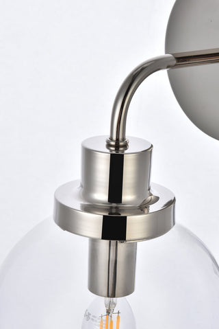 Hanson 1 light bath sconce in polished nickel with clear shade