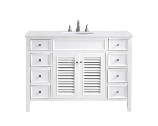 48 inch Single Bathroom vanity in White with ivory white engineered marble