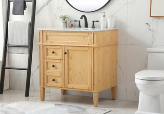 32 inch Single bathroom vanity in natural wood