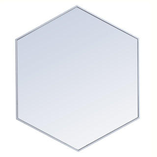 Metal frame hexagon mirror 38 inch in silver