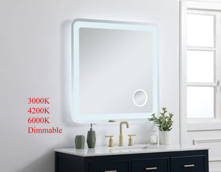 Lux 36in x 36in Hardwired LED mirror with magnifier and color changing temperature 3000K/4200K/6000K